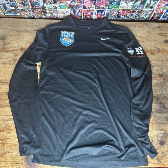 Nike Dri Fit Myrtle Beach Bowl UConn Football Long Sleeve Shirt Sz M Team Issue - Picture 1 of 7